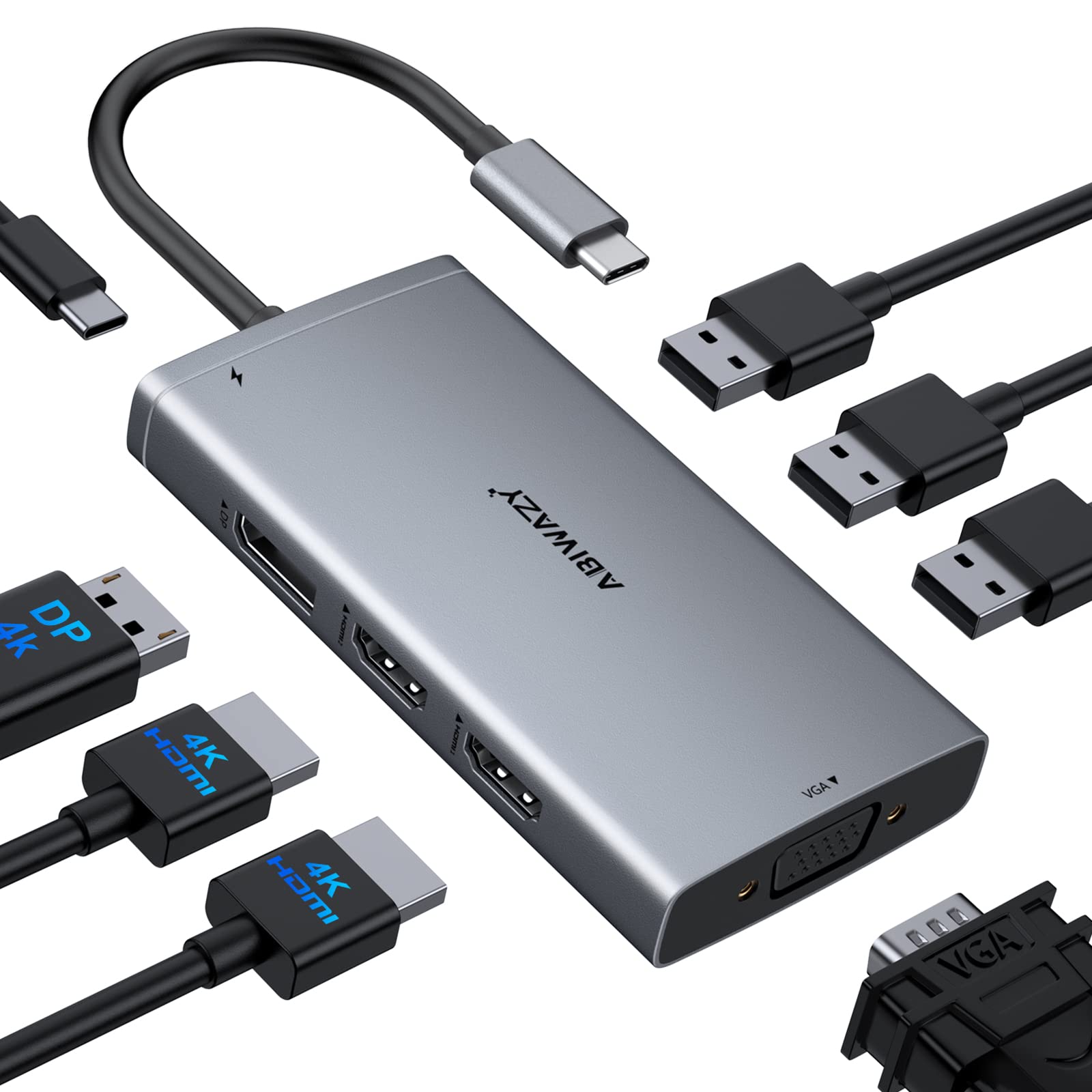 Amazon.com: ABIWAZY USB C Docking Station Dual Monitor Adapter for